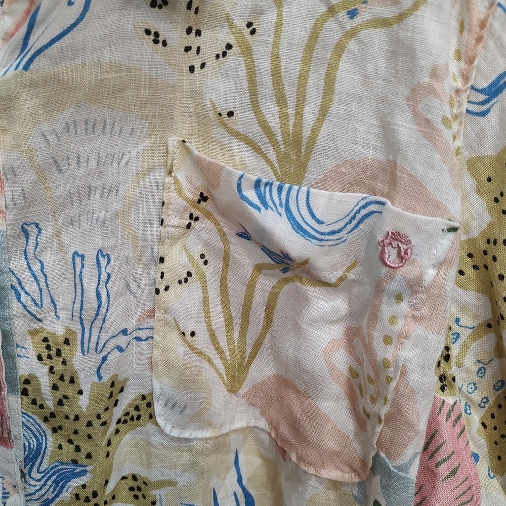 Spartina 449 Linen Tunic Top Button Up Shirt Women Size XL Long Sleeve Coastal - Picture 3 of 10